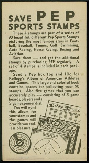 1937 Kelloggs Pep Sports Stamps